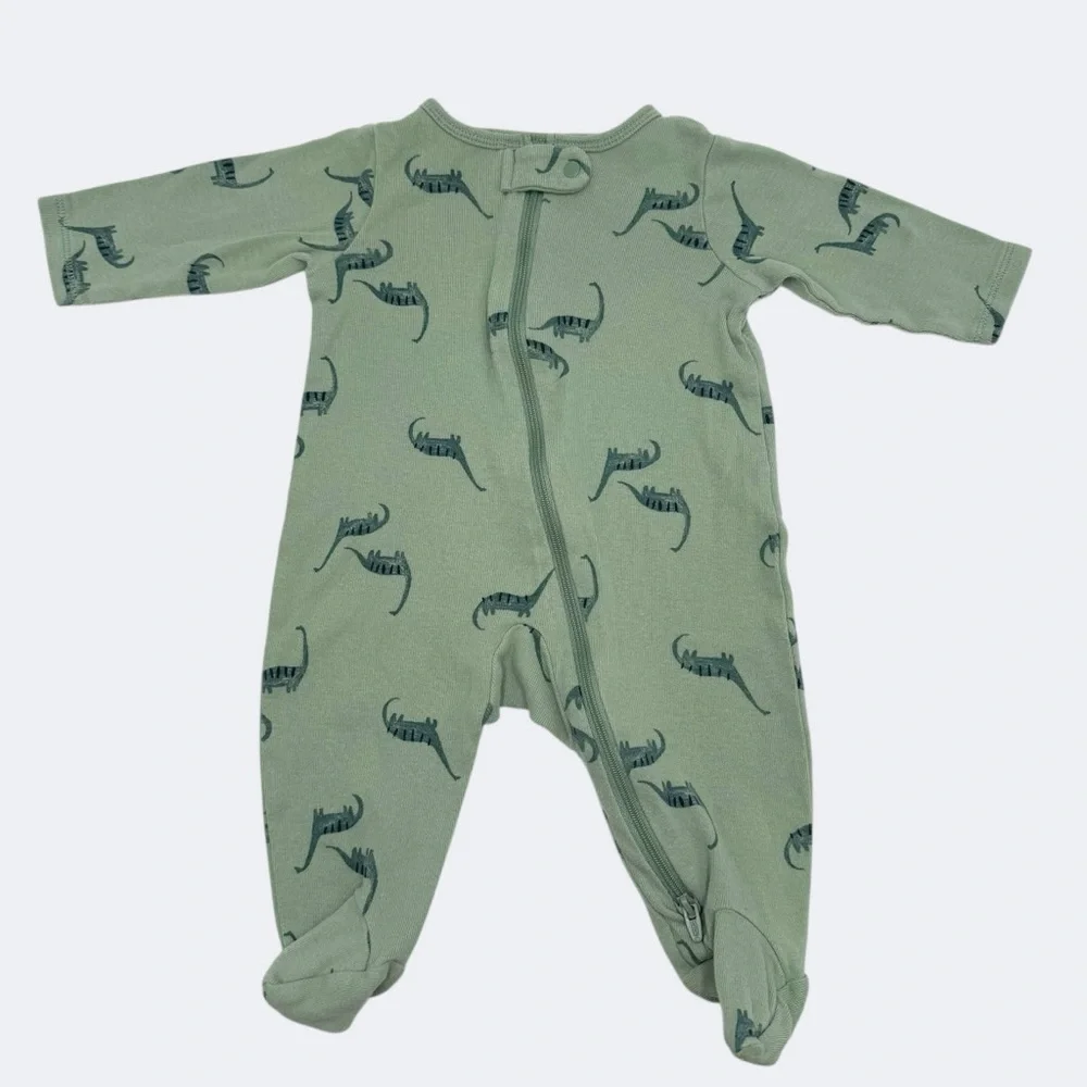 Carter's 2-Way Zip Cotton Sleep & Play Pajamas Green Dinosaur Print 3 Months